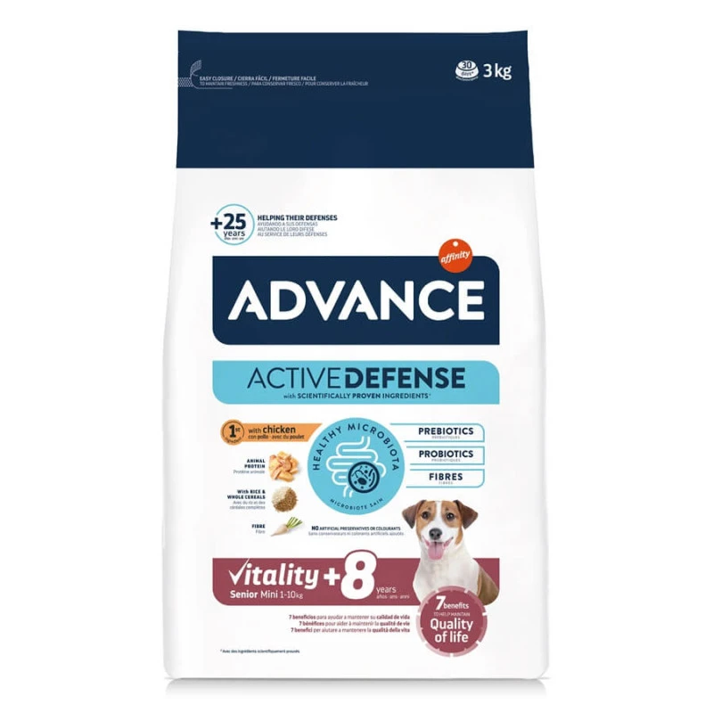 Advance Active Defense Chien Vitality +8 Senior Mini Poulet 1 Advance Active Defense Chien Vitality +8 Senior Mini Poulet