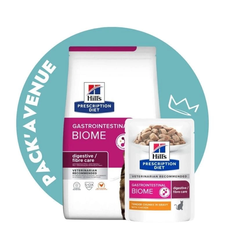 Pack'Avenue Hill's Prescription Diet Gastrointestinal Biome Croquettes Pour Chat Au Poulet 3 Kg Avec 12 Sachets 1 Pack'Avenue Hill's Prescription Diet Gastrointestinal Biome Croquettes Pour Chat Au Poulet 3 Kg Avec 12 Sachets