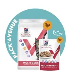 Pack'Avenue Hill's Vet Essentials Chat Multi-Benefit Adult 1+ Poulet Sac 6,5kg Avec 12 Sachets
