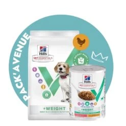 Pack'Avenue Hill's Vet Essentials Chien Multi-Benefit + Weight Adult 1+ Medium Poulet Sac 10 Kg Avec 12 Sachets